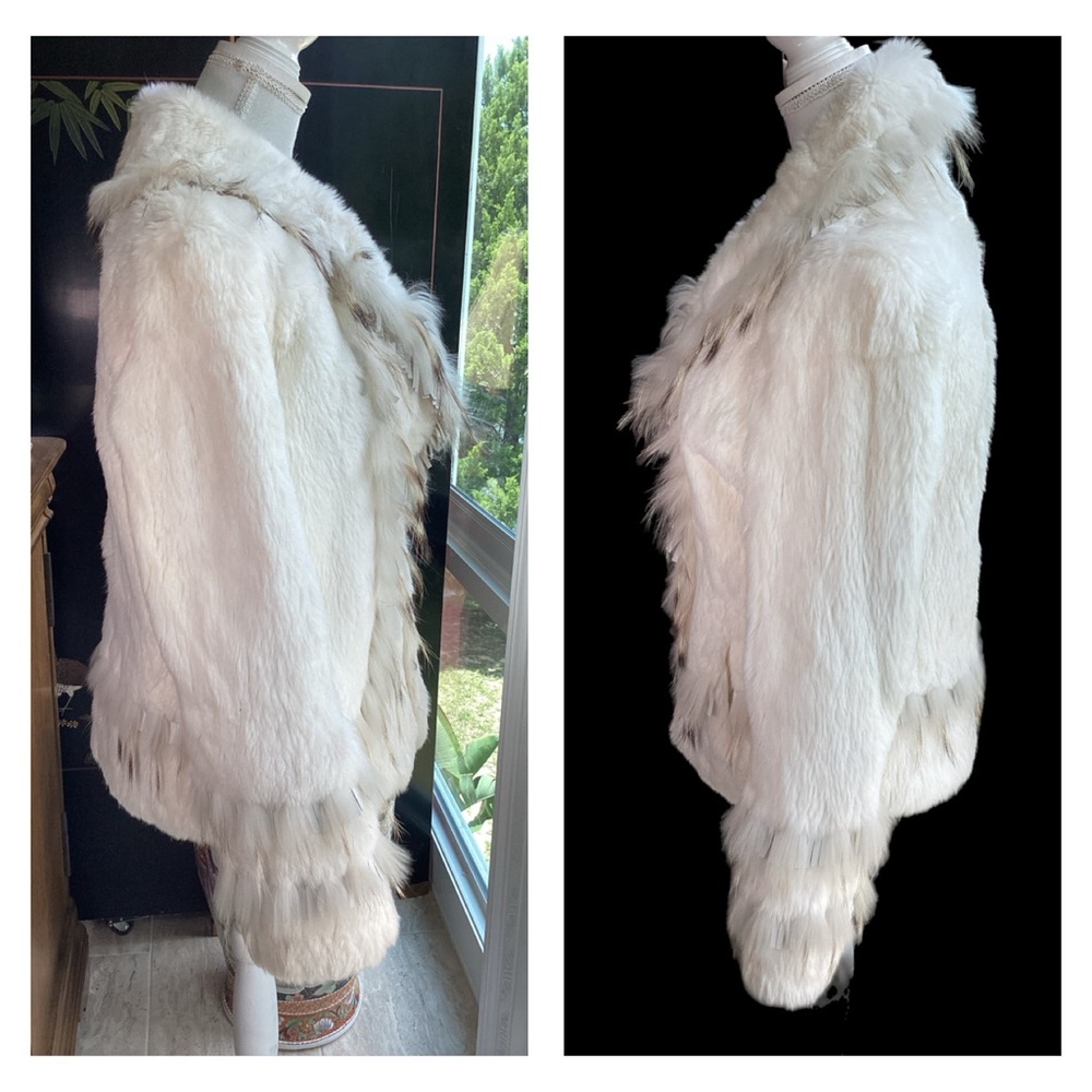 Elegant White Rabbit Fur Jacket - Picture 4 of 13